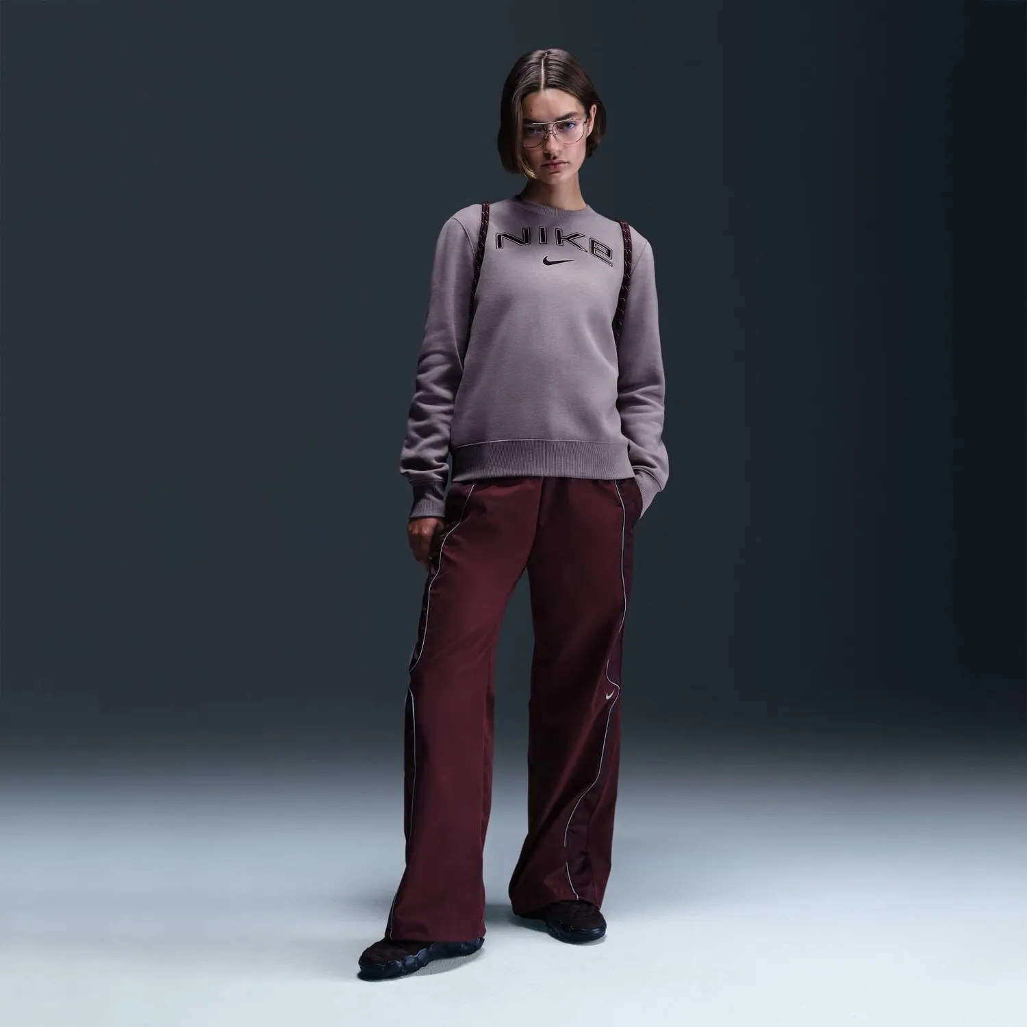 Nike Phoenix Fleece felpa donna girocollo logo raso