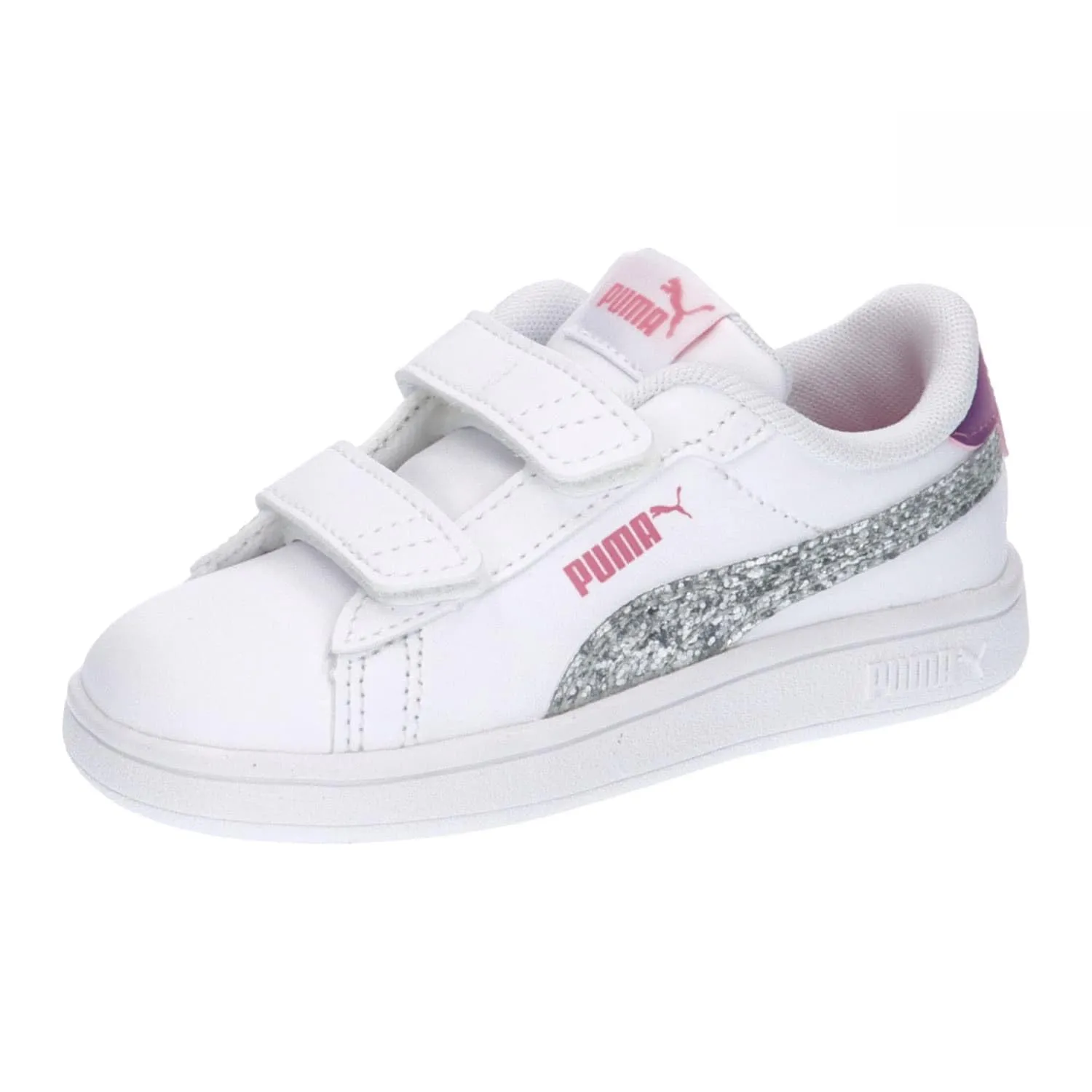 Puma Smash 3.0 Leather V sneakers bimbo bianche pelle