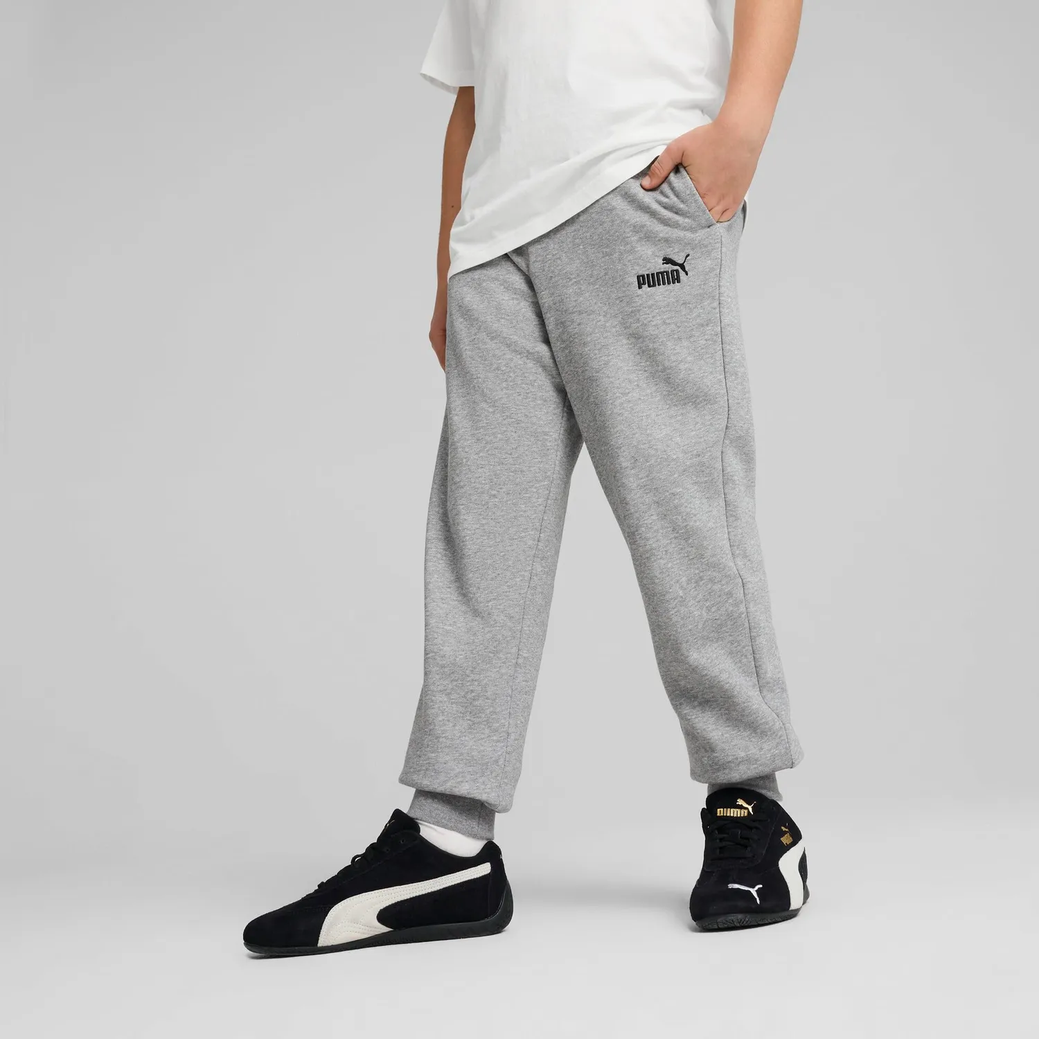 Puma Ess No.1 Logo pantaloni tuta bimbo grigio felpati