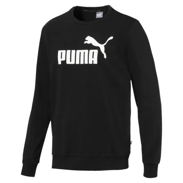 Puma Ess Big Logo Crew felpa uomo nera cotone