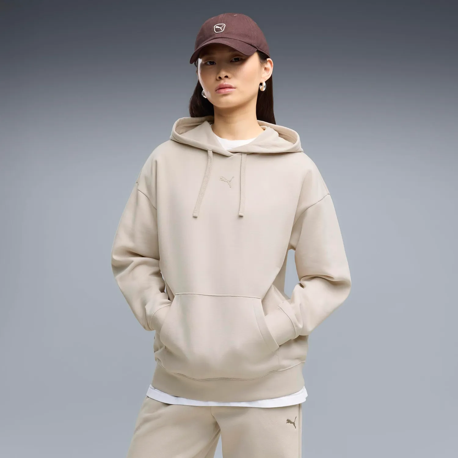 Puma Essentials felpa donna cappuccio pile morbido