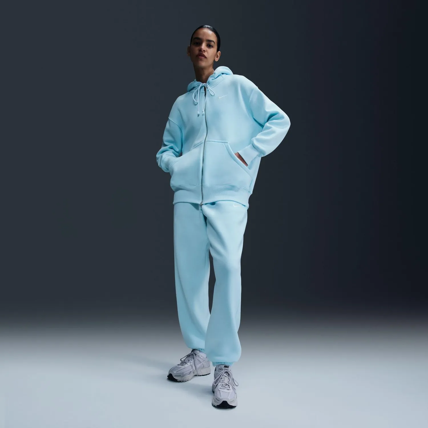 Nike Phoenix Fleece Felpa Donna Glacier Blue calda
