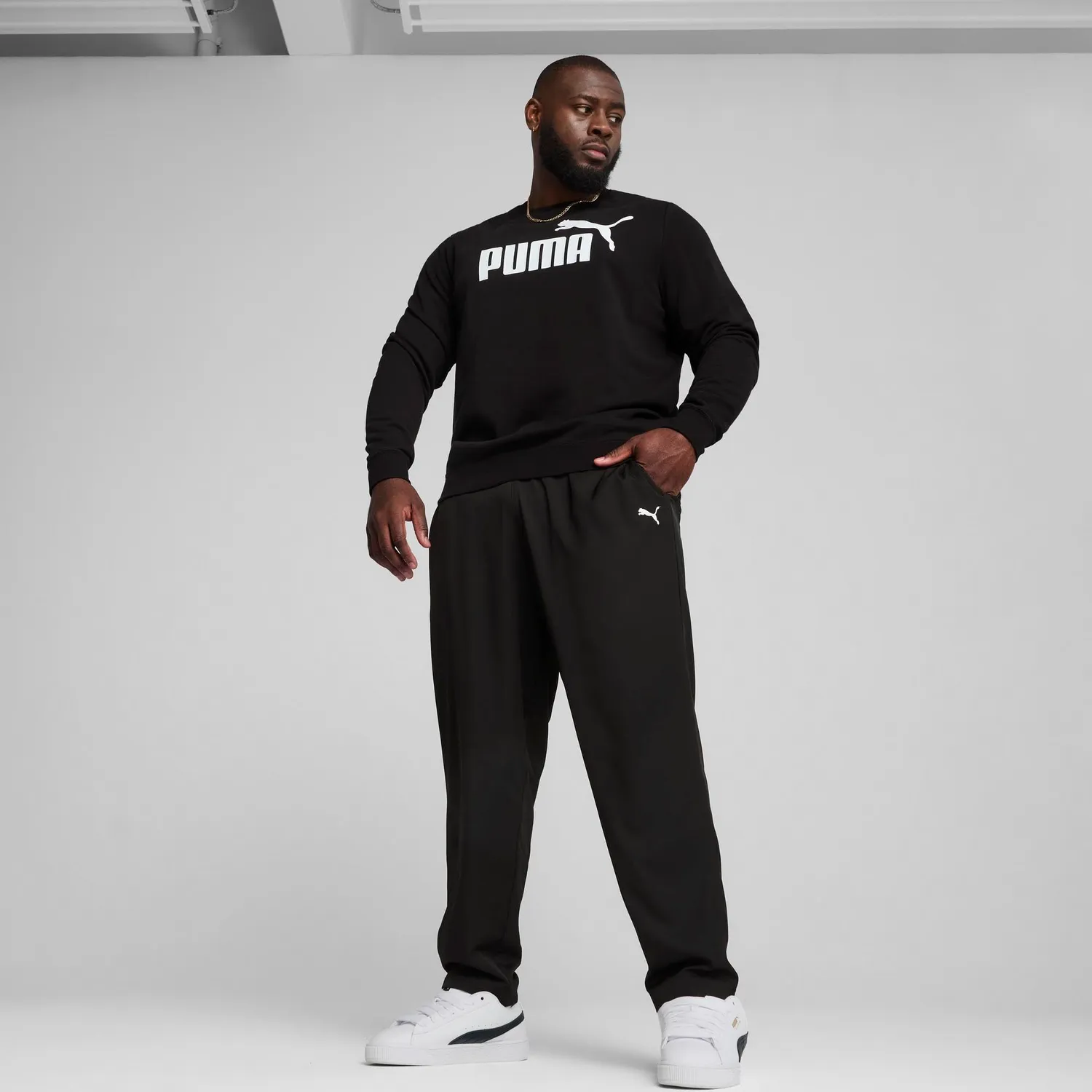 PUMA ESS No.1 Logo Crew felpa girocollo nera S