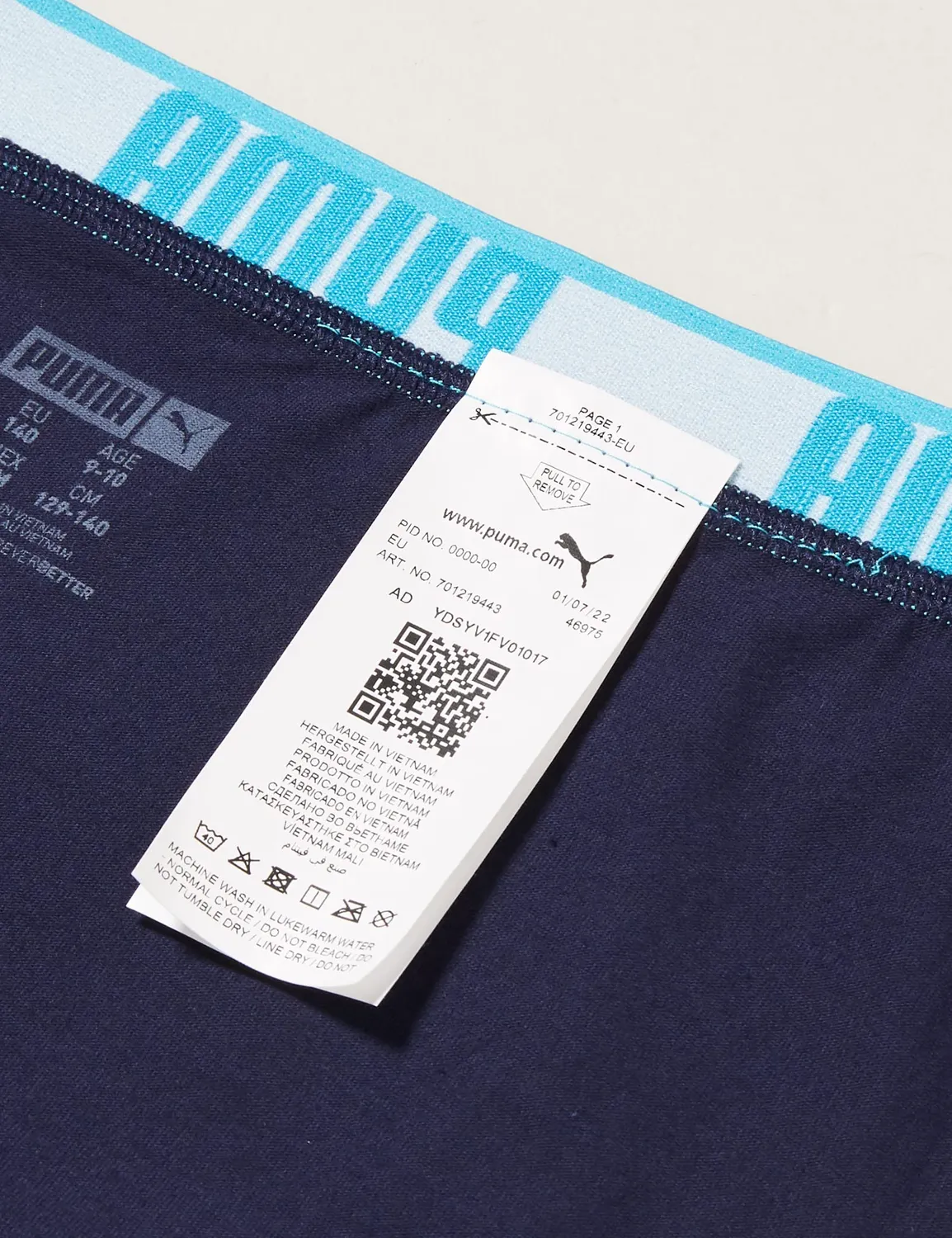 Puma Basic boxer bimbo cotone tinta unita 5 pack