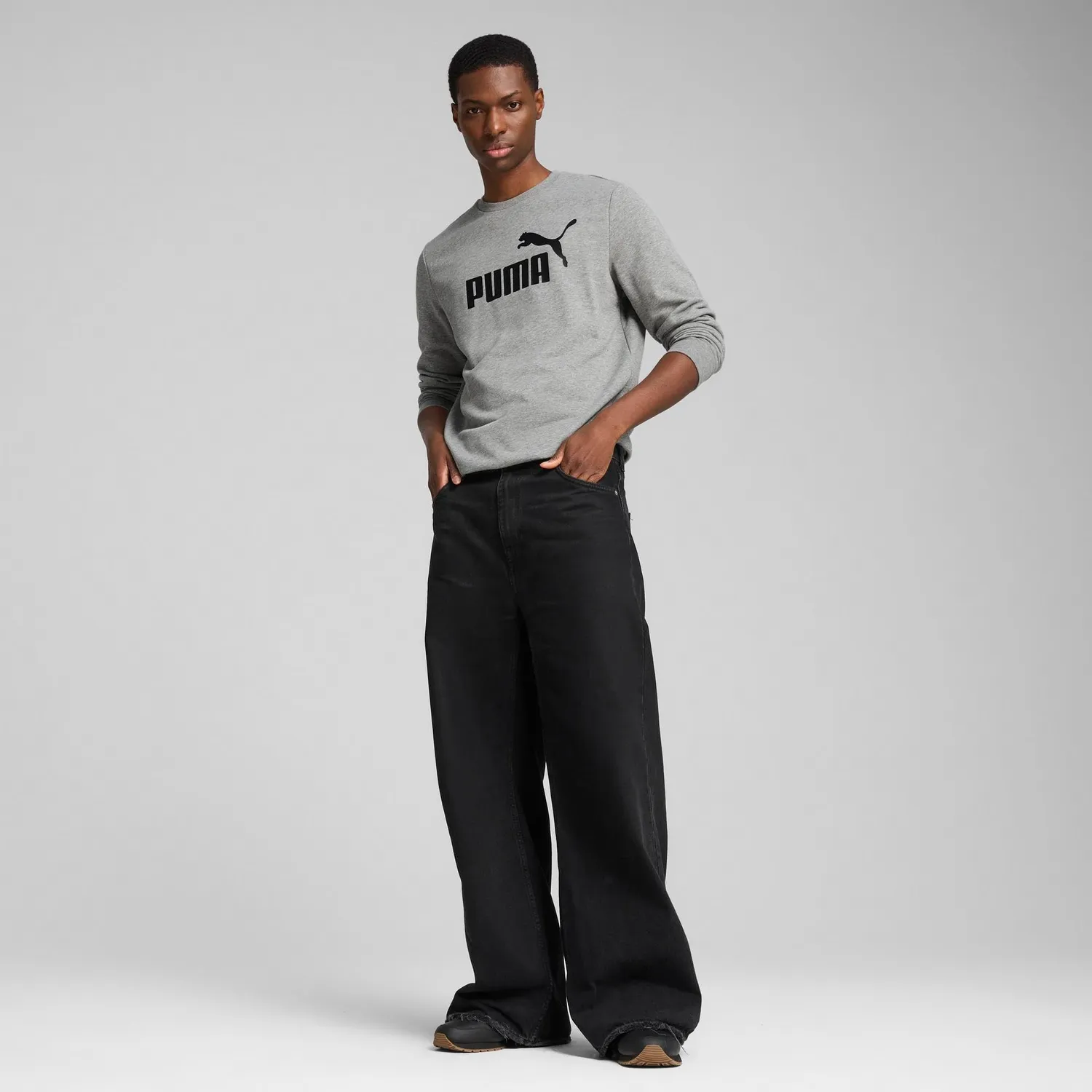 Puma Ess No.1 Logo Crew felpa uomo S grigia girocollo