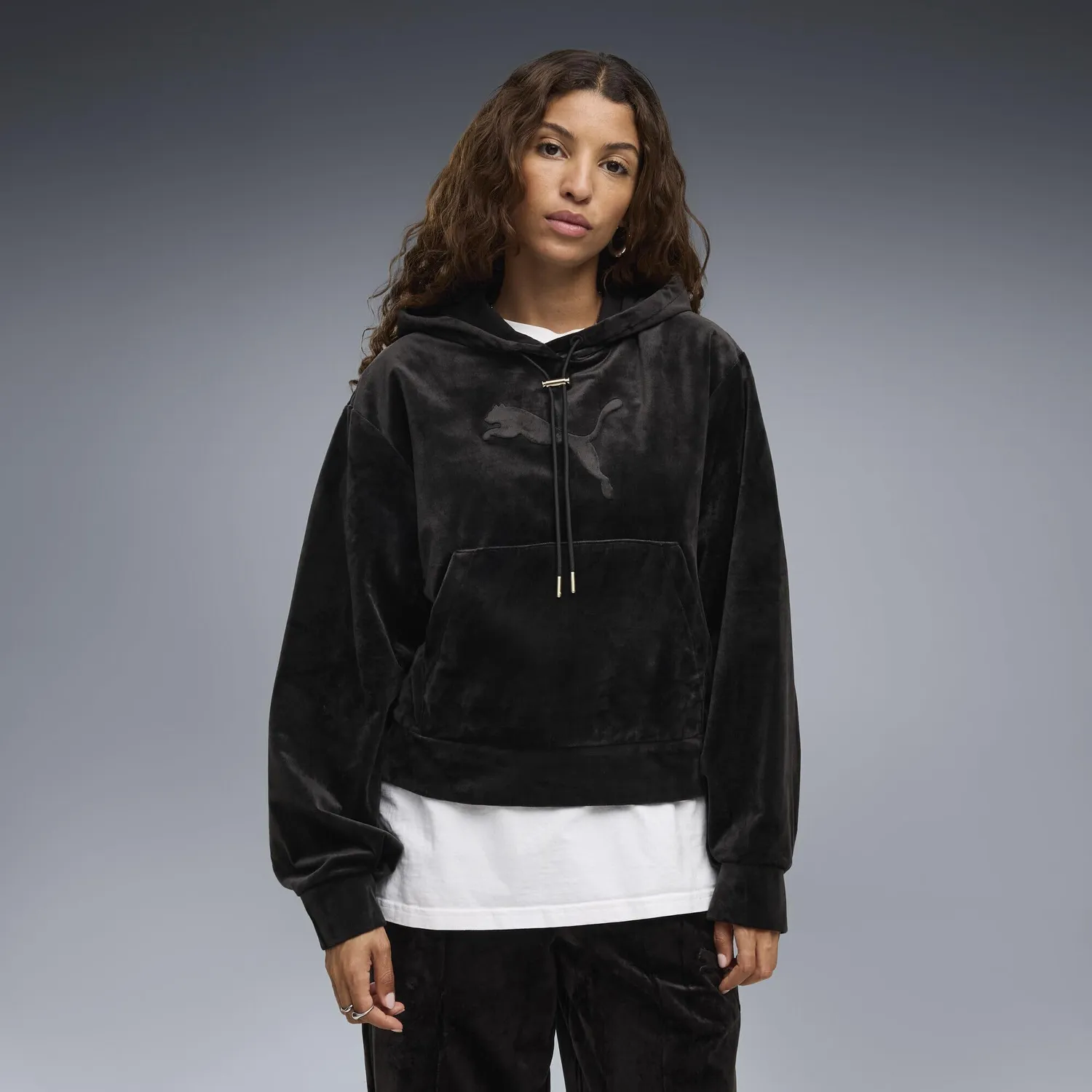 Puma Essentials Elevated felpa cappuccio velluto Dusky Rosewood
