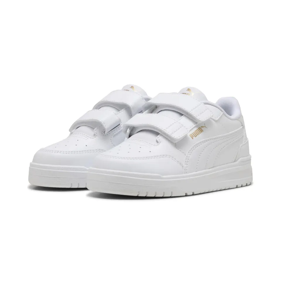 Puma Shuffle Downtown Lo V PS sneakers bimbi bianco oro