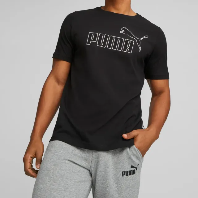 PUMA ESS Logo Tee T-Shirt S Nera Logo Bianco