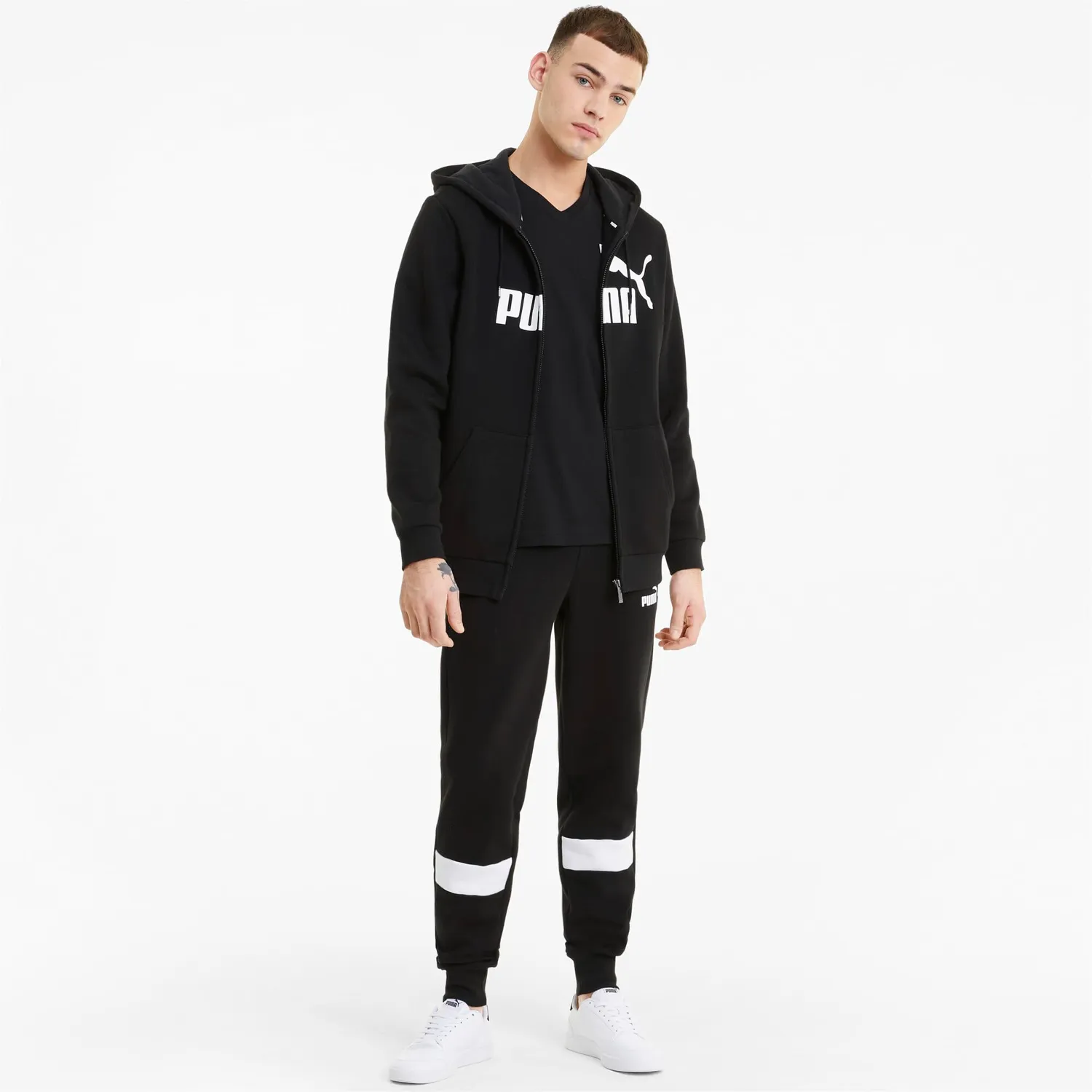 Puma Essentials Big Logo felpa uomo zip nera XL
