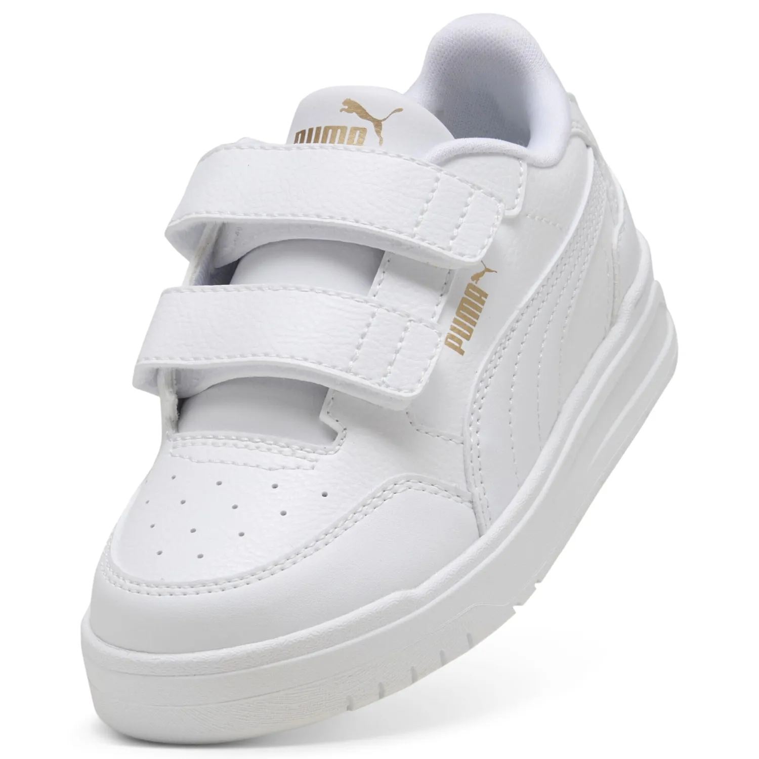 Puma Shuffle Downtown Lo V PS sneakers bimbi bianco oro
