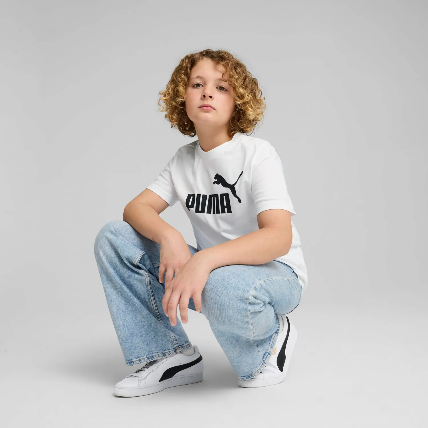 Puma Ess No.1 Logo t-shirt bambino bianco cotone taglia 176