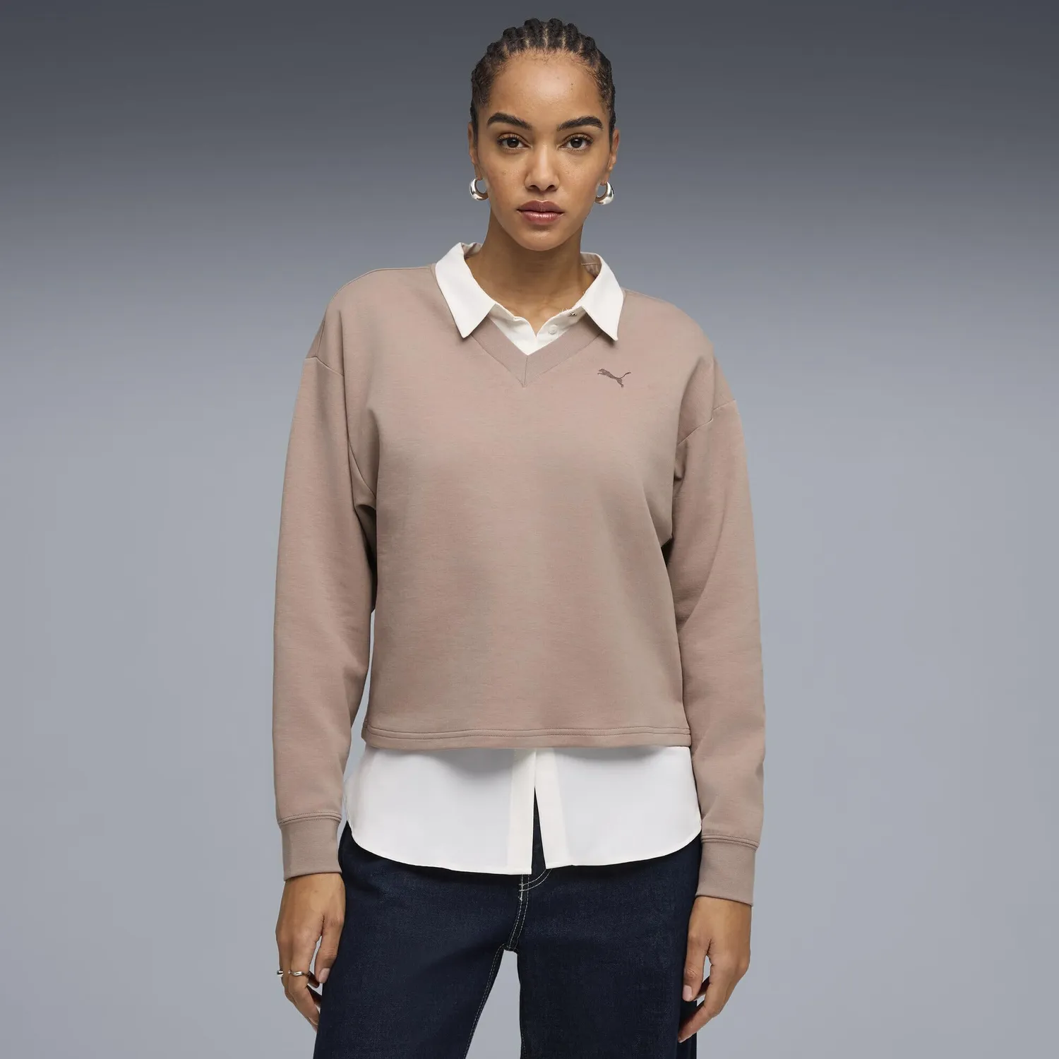 Puma Ess Elevated Comfort felpa donna L scollo V