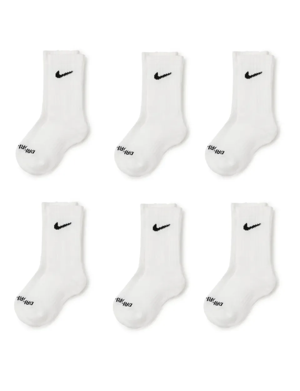 Nike Everyday Cushion Crew calzini ragazzi 6 paia bianchi