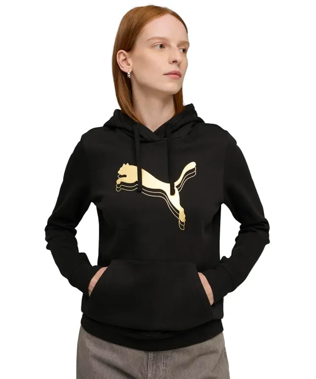 Puma ESS Metallic Hoodie felpa cappuccio oro