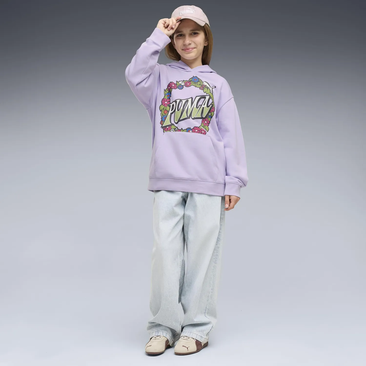 Puma Mid 90s felpa con cappuccio ragazzi 152 lilla morbida
