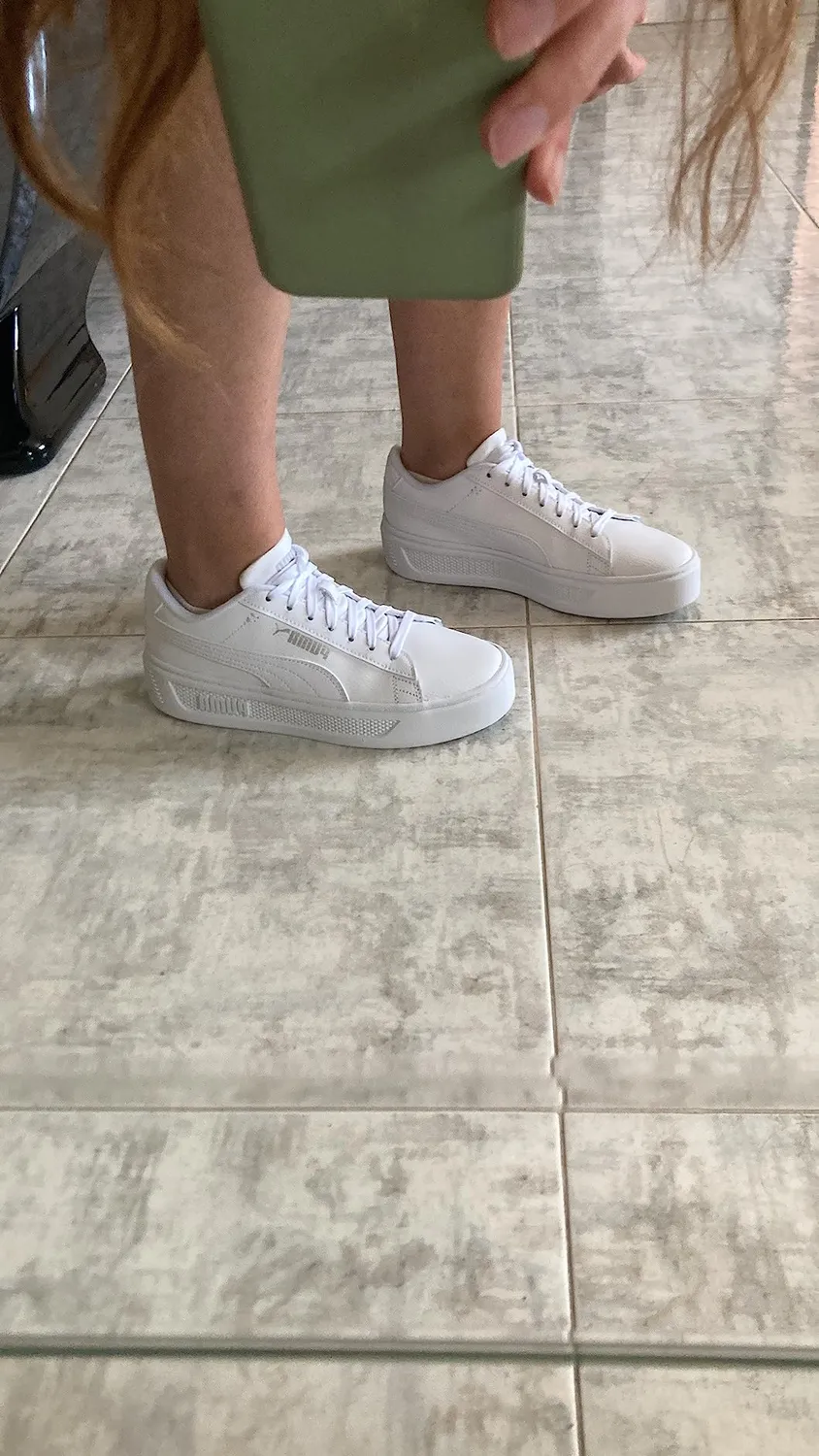 Puma Smash Platform V3 sneakers donna bianco argento plateau
