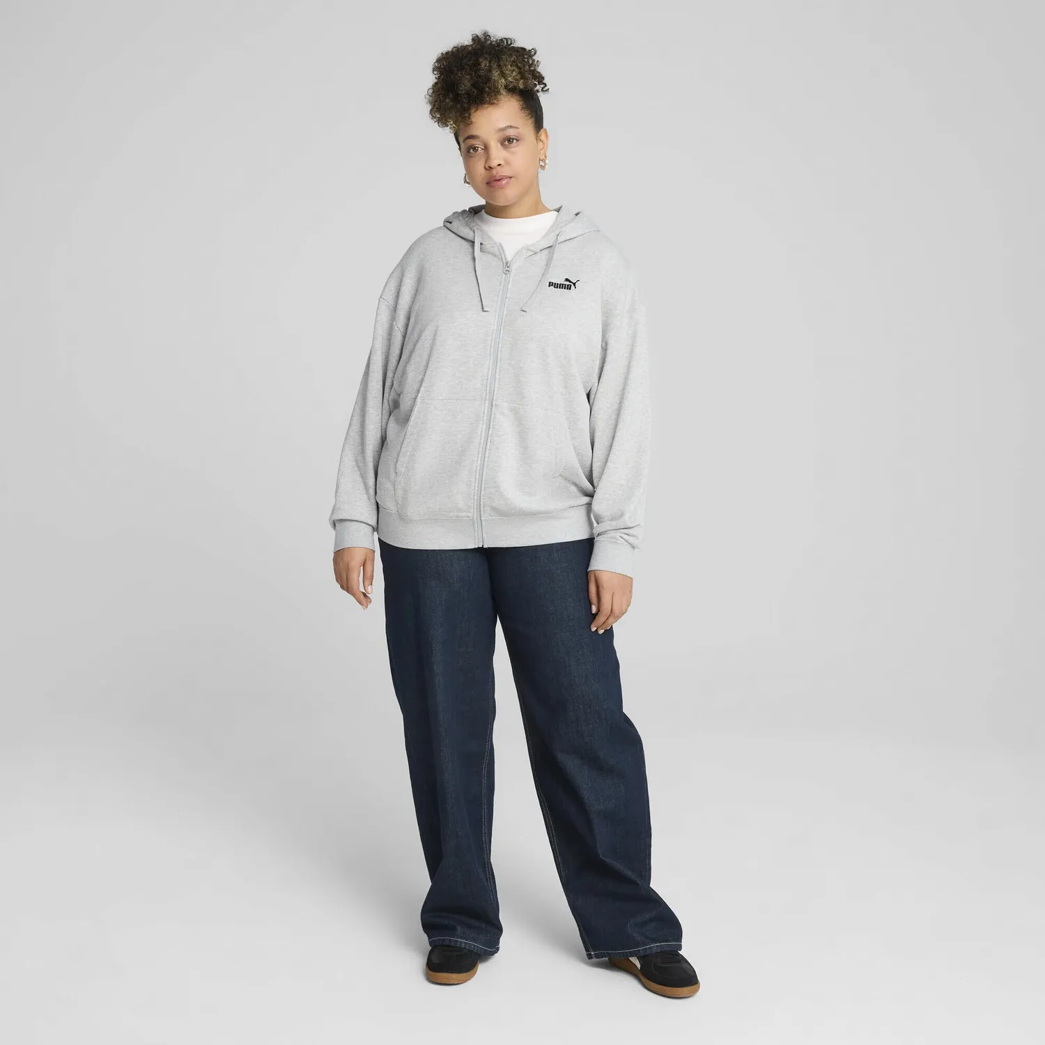 Puma Ess Small Logo Hoodie felpa zip ragazza taglia S
