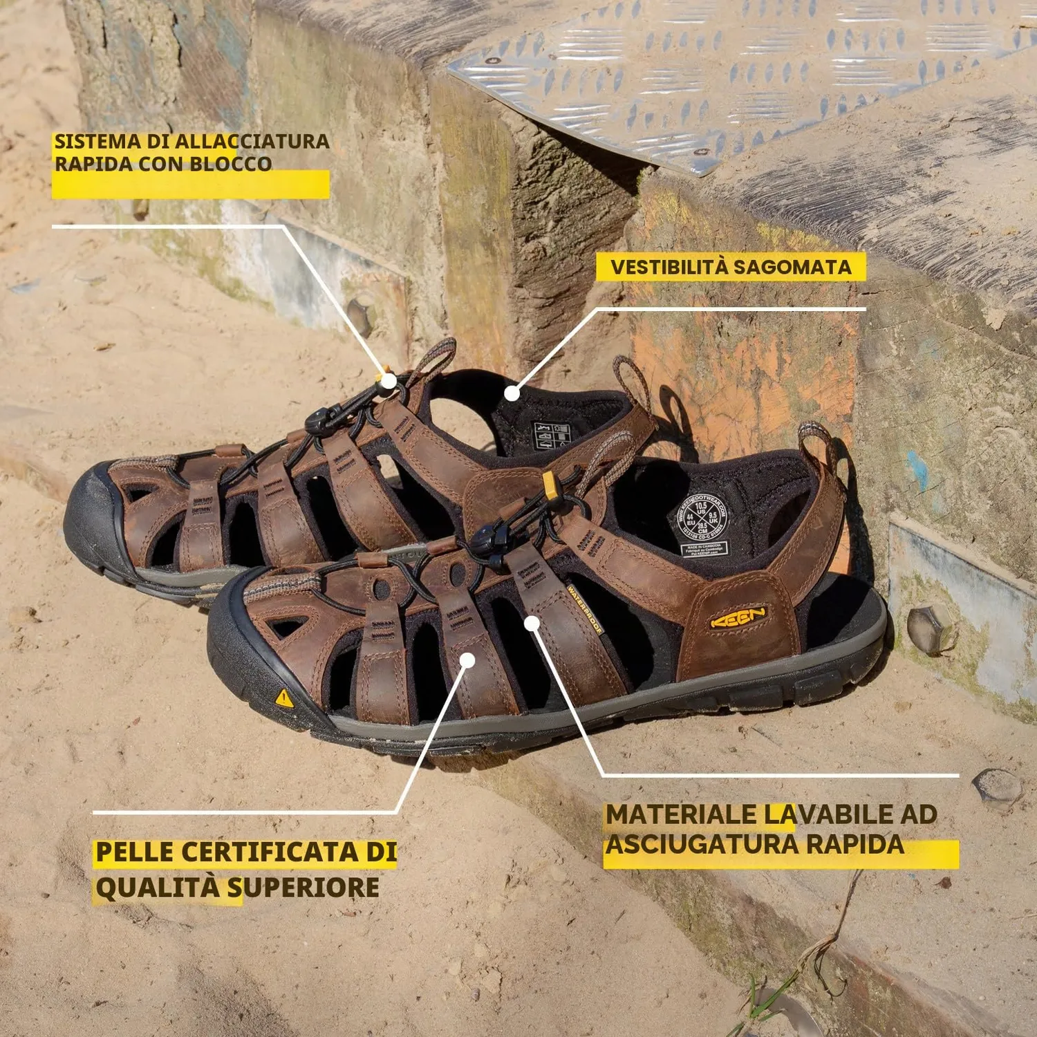 Keen Clearwater CNX sandali uomo pelle impermeabili trekking
