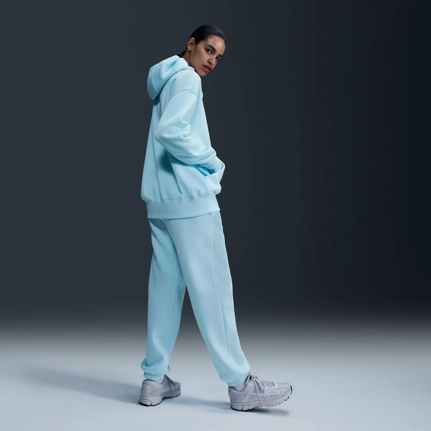 Nike Phoenix Fleece Felpa Donna Glacier Blue calda