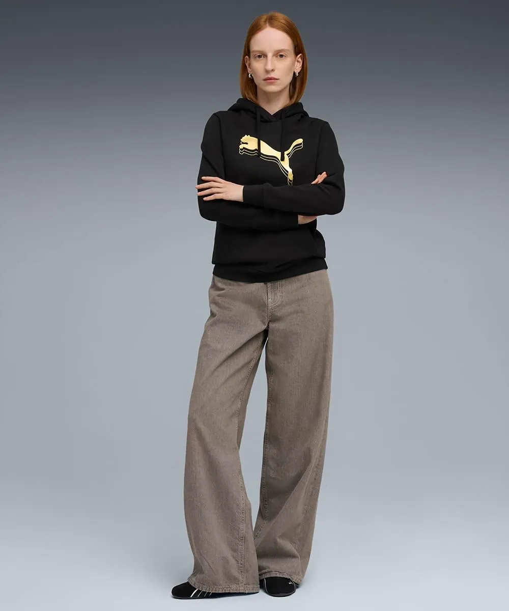 Puma ESS Metallic Hoodie felpa cappuccio oro