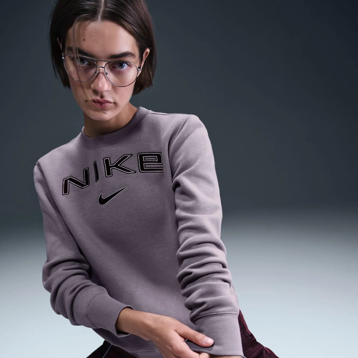 Nike Phoenix Fleece felpa donna girocollo logo raso