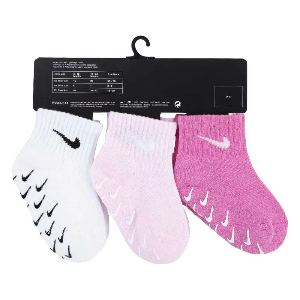 Nike Gripper Qtr calzini bambino 3 paia flamingo