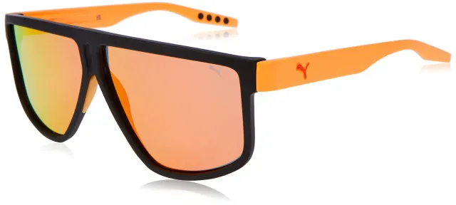 Puma PU 0286 S 004 occhiali da sole nero arancio sportivi