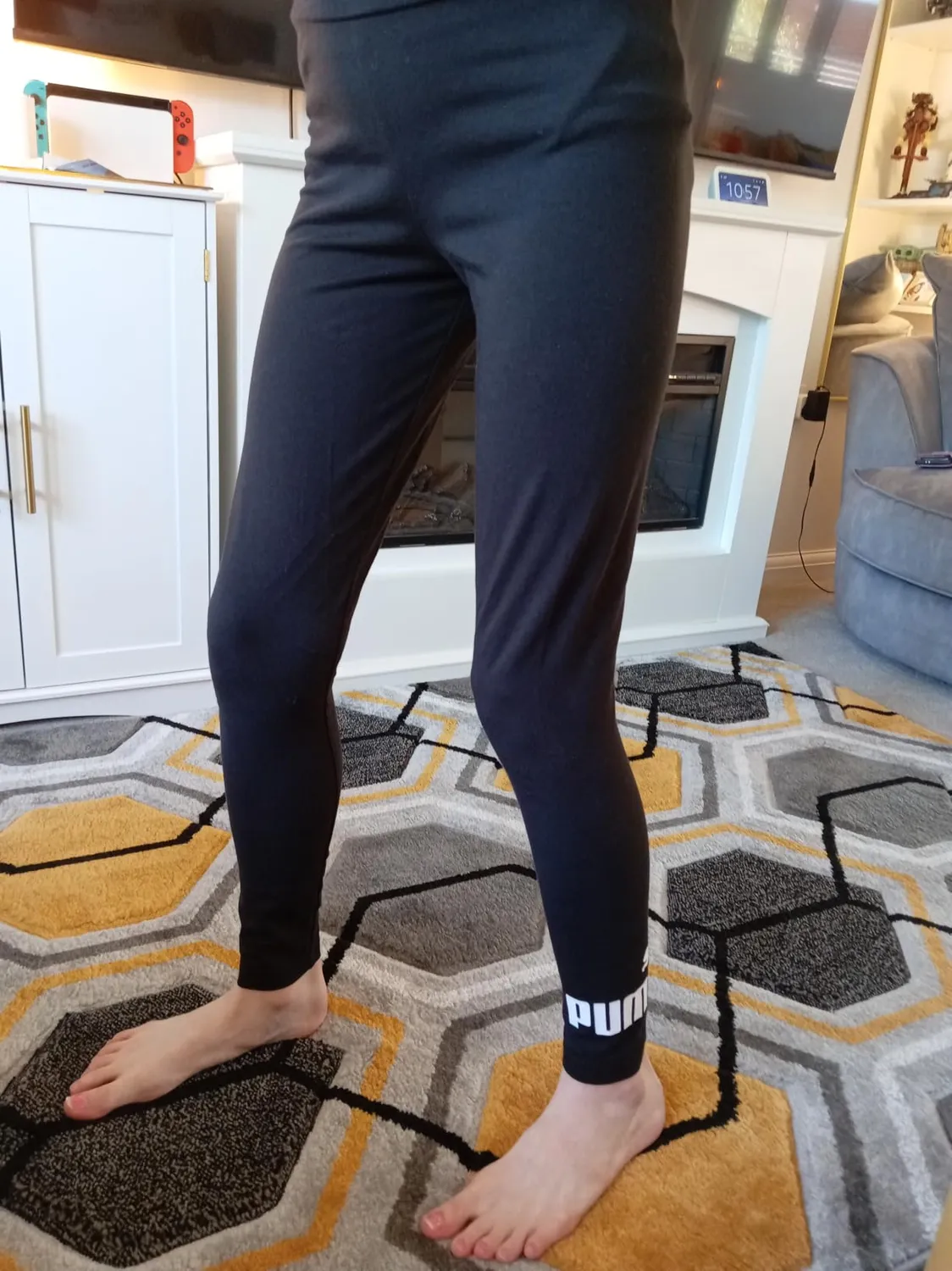 Puma Ess No.1 Logo leggings bambina neri elasticizzati 176