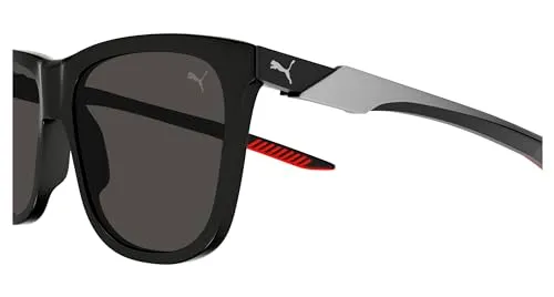 PUMA PU0360S-001 occhiali da sole quadrati neri gommati