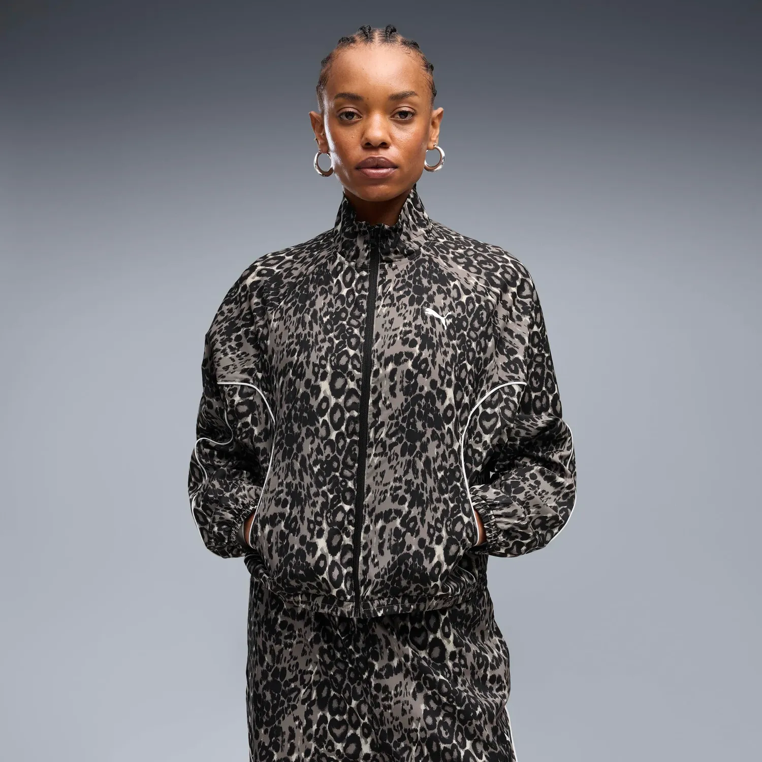 Puma Sport Animal Relaxed AOP giacca tessuto donna zip