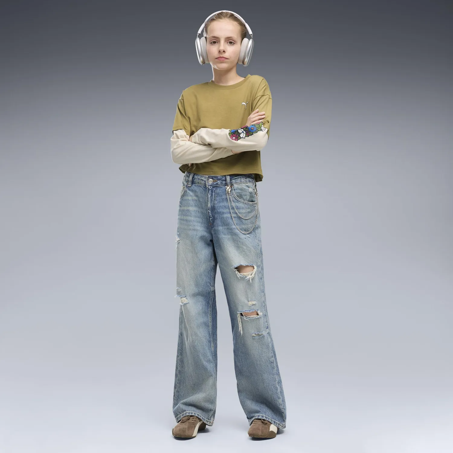 Puma Mid 90s maglia maniche lunghe ragazza 128 cropped