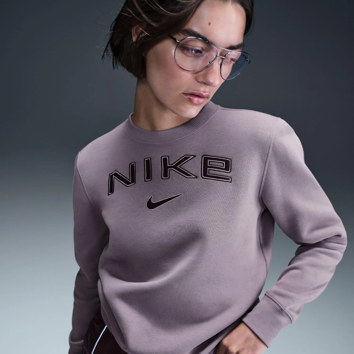 Nike Phoenix Fleece felpa donna girocollo logo raso