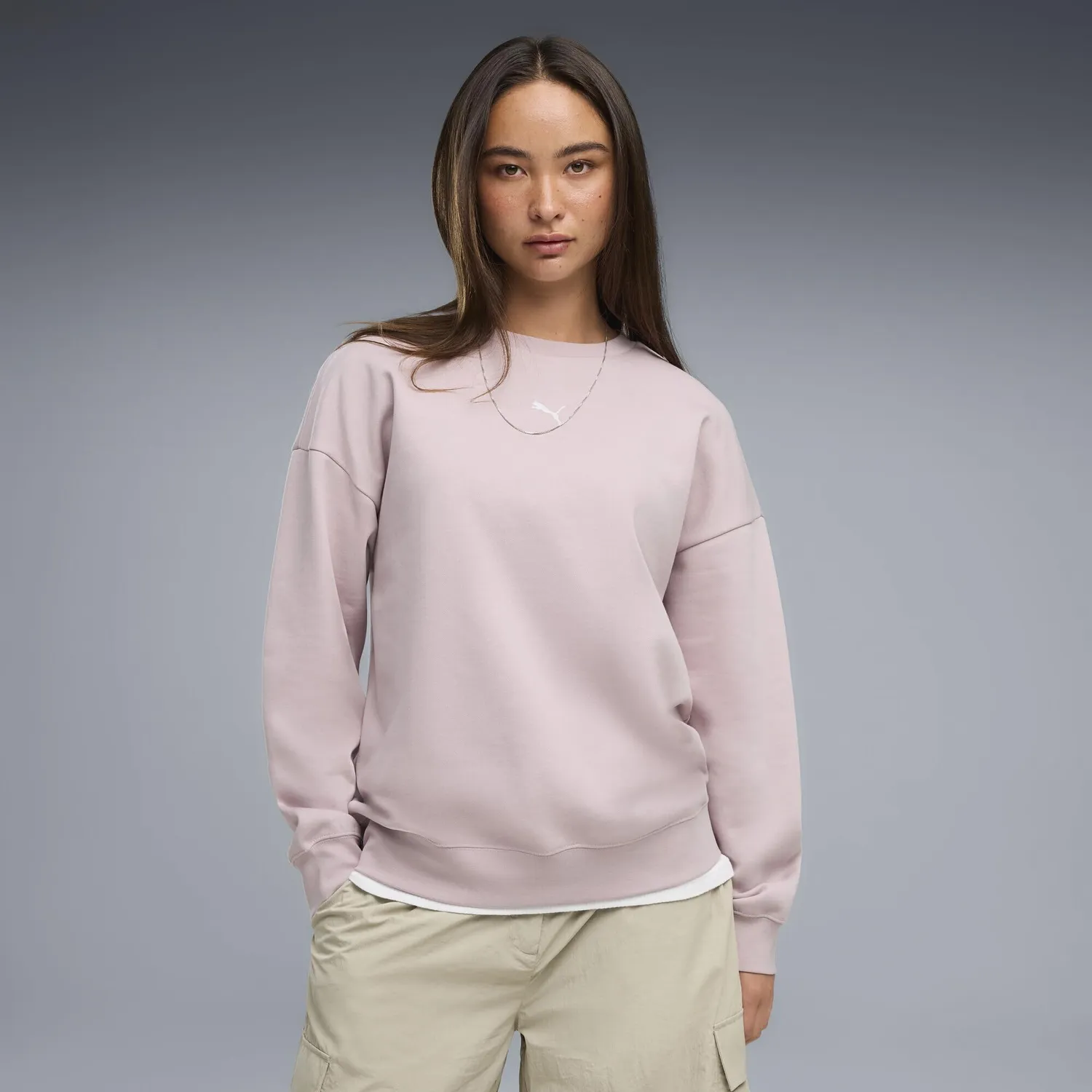 Puma ESS Oversize Crew FL felpa donna girocollo nera
