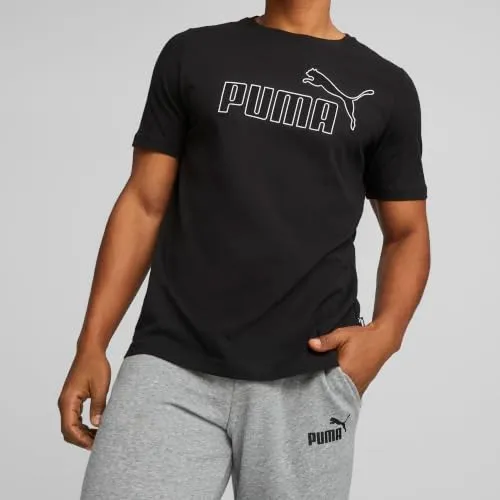 PUMA ESS Logo Tee T-Shirt S Nera Logo Bianco
