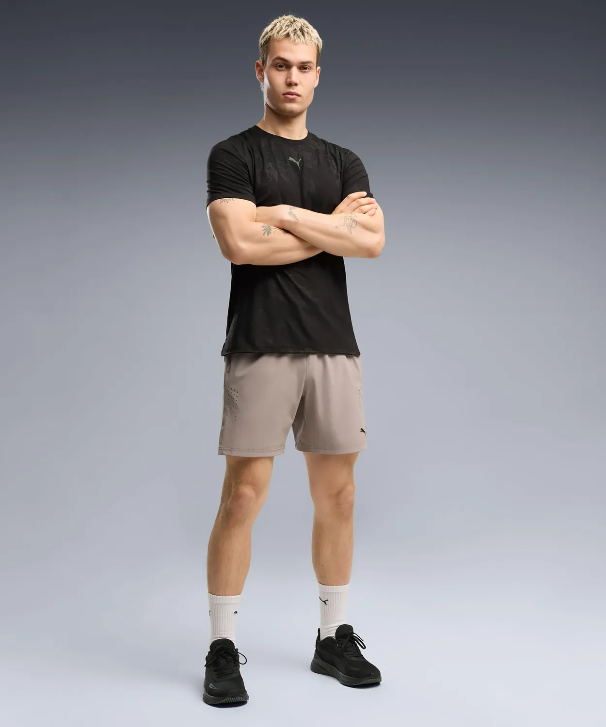 Puma Cloudspun maglietta uomo nera stampa rilievo