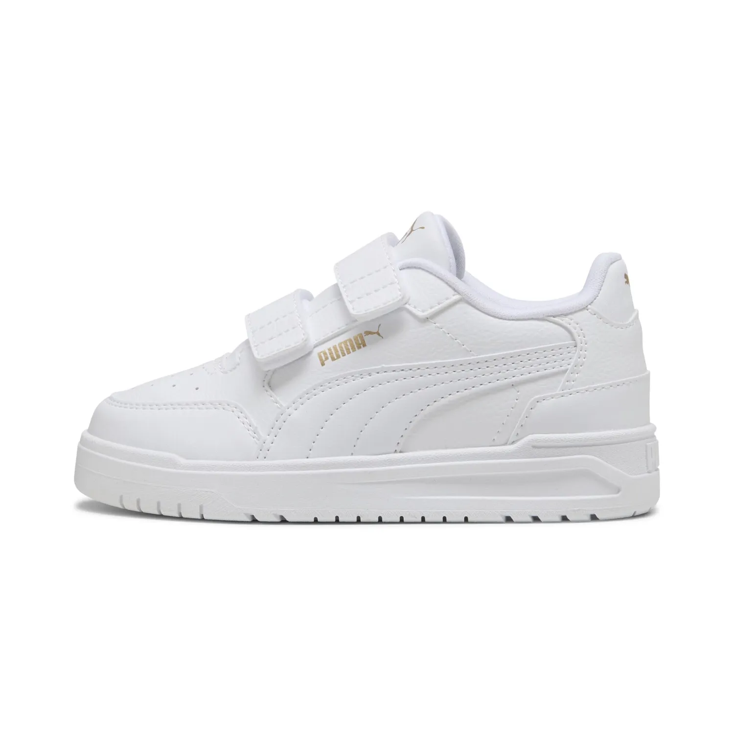 Puma Shuffle Downtown Lo V PS sneakers bimbi bianco oro