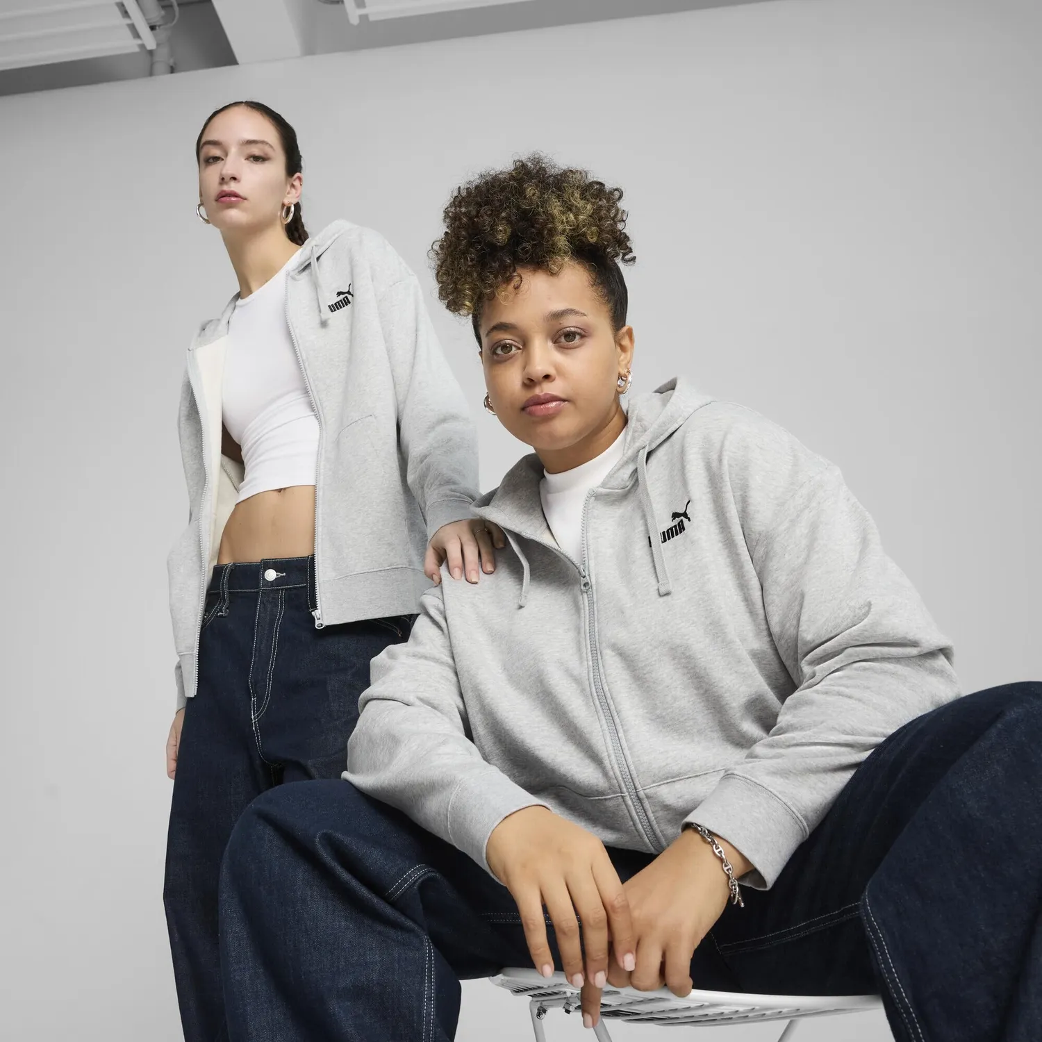 Puma Ess Small Logo Hoodie felpa zip ragazza taglia S