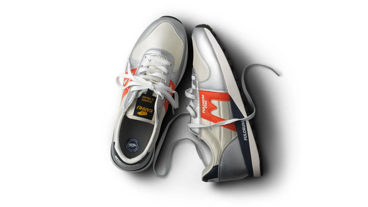 Karhu Fulcrum Star sneakers Silver Spicy Orange vegane