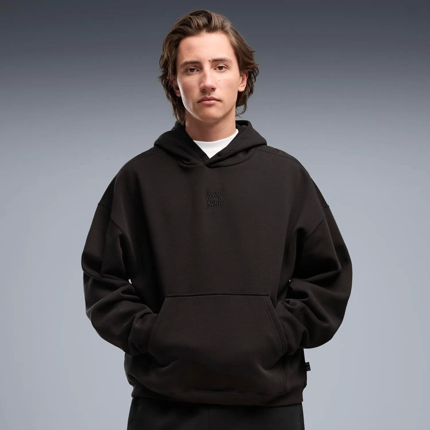 PUMA Fundamentals Felpa Cappuccio Uomo FL Grigia Calda