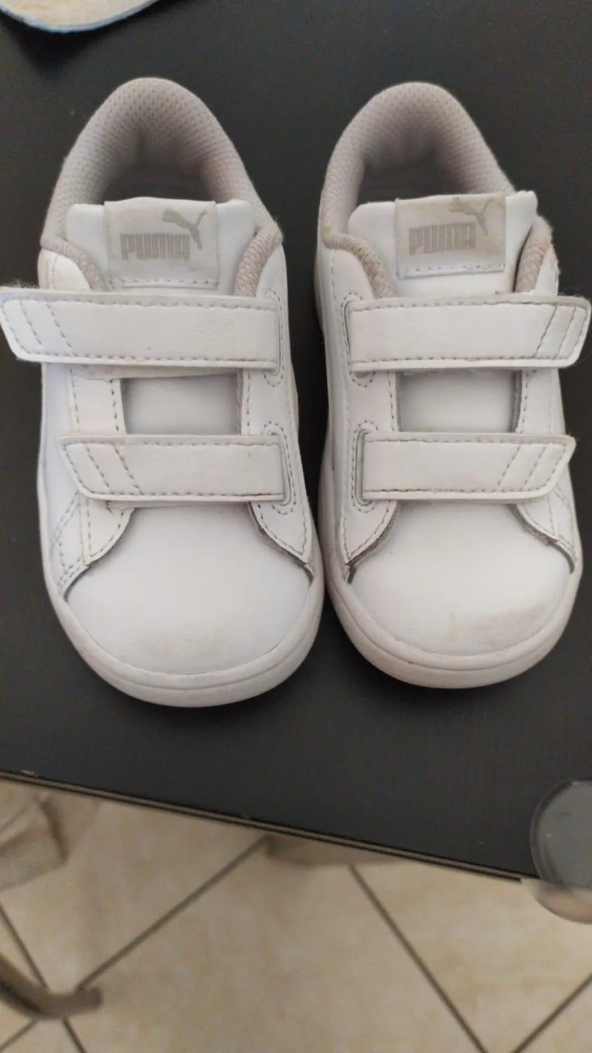 Puma Smash 3.0 Leather V sneakers bimbo bianche pelle