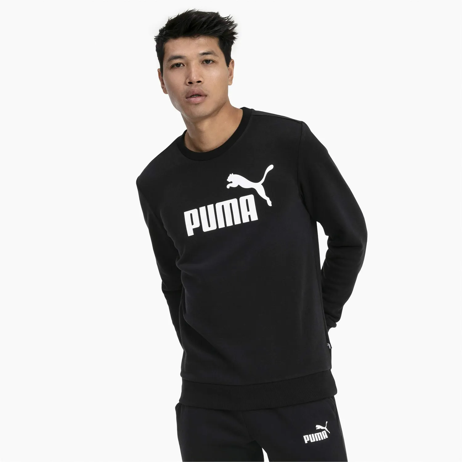 Puma Ess Big Logo Crew felpa uomo girocollo cotone