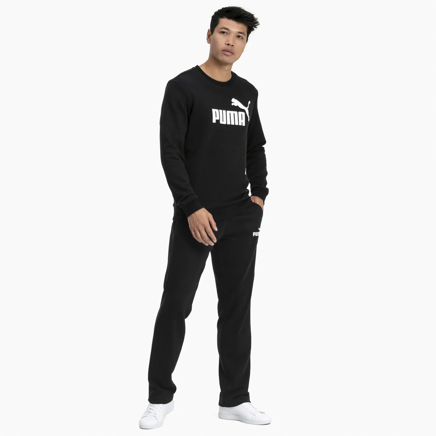 Puma Ess Big Logo Crew felpa uomo girocollo cotone