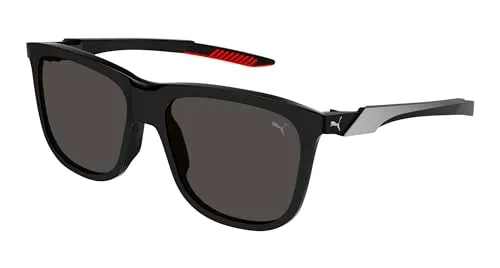 PUMA PU0360S-001 occhiali da sole quadrati neri gommati