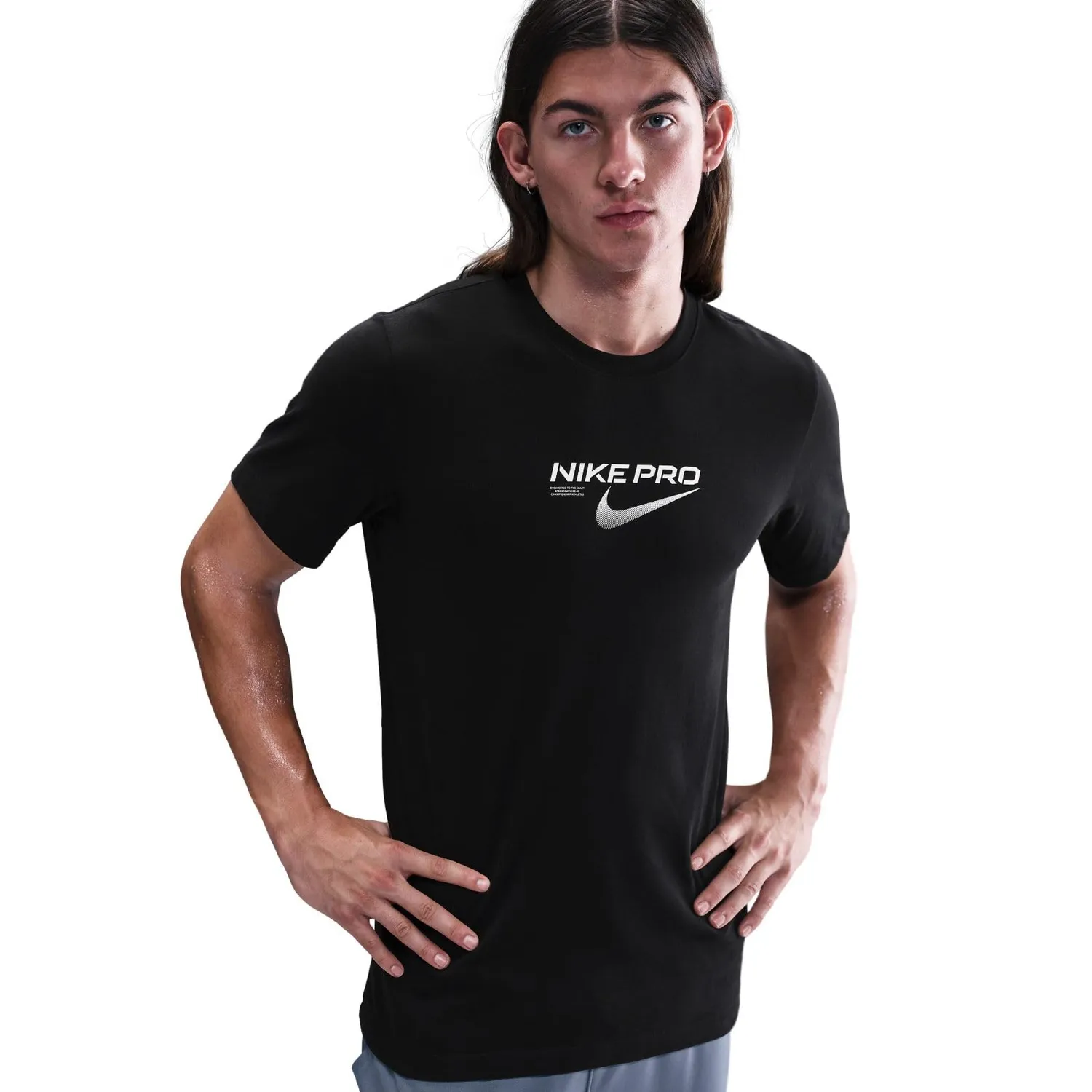 Nike Pro Dri-Fit maglietta uomo nera training aderente