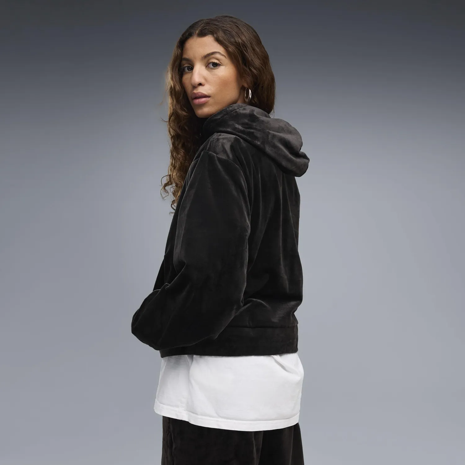 Puma Essentials Elevated felpa cappuccio velluto Dusky Rosewood