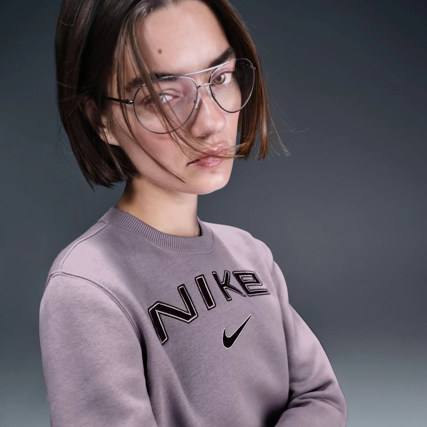 Nike Phoenix Fleece felpa donna girocollo logo raso