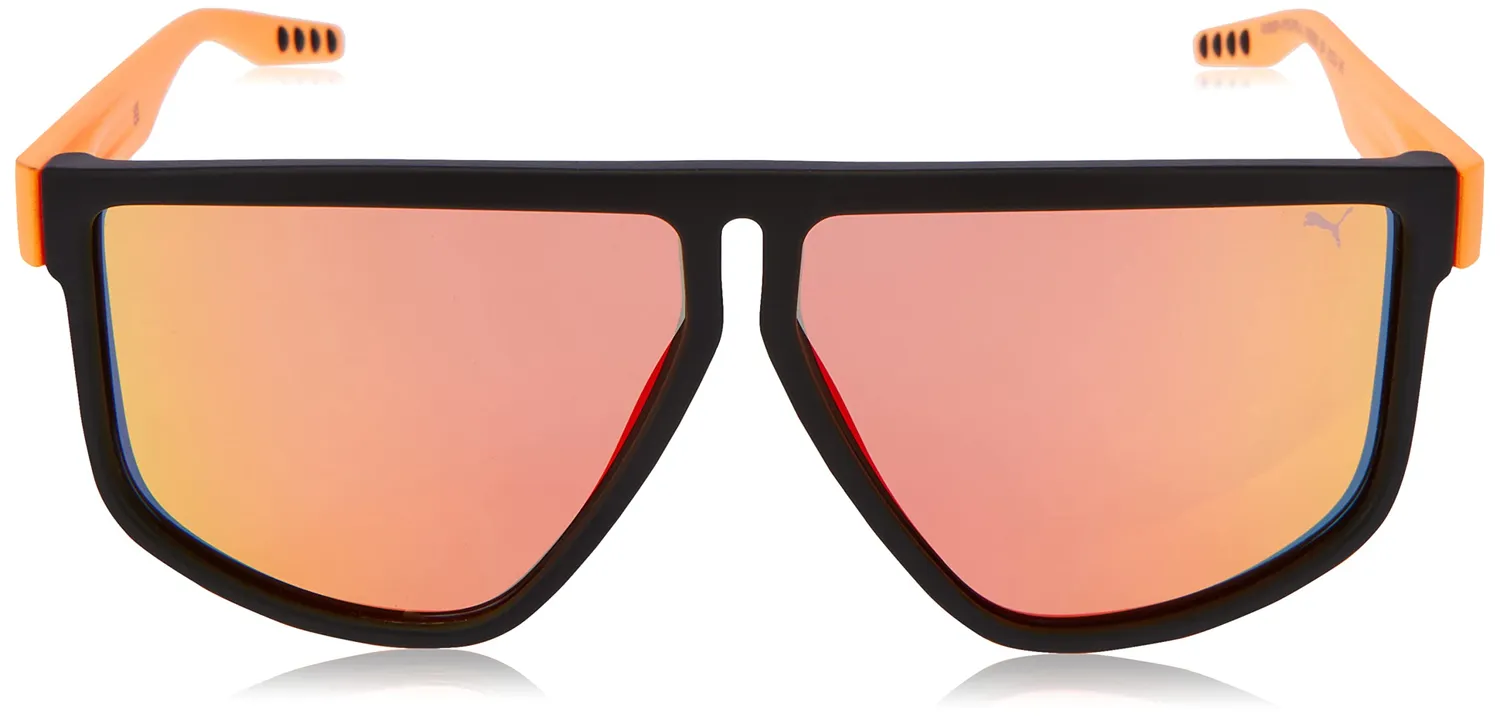 Puma PU 0286 S 004 occhiali da sole nero arancio sportivi