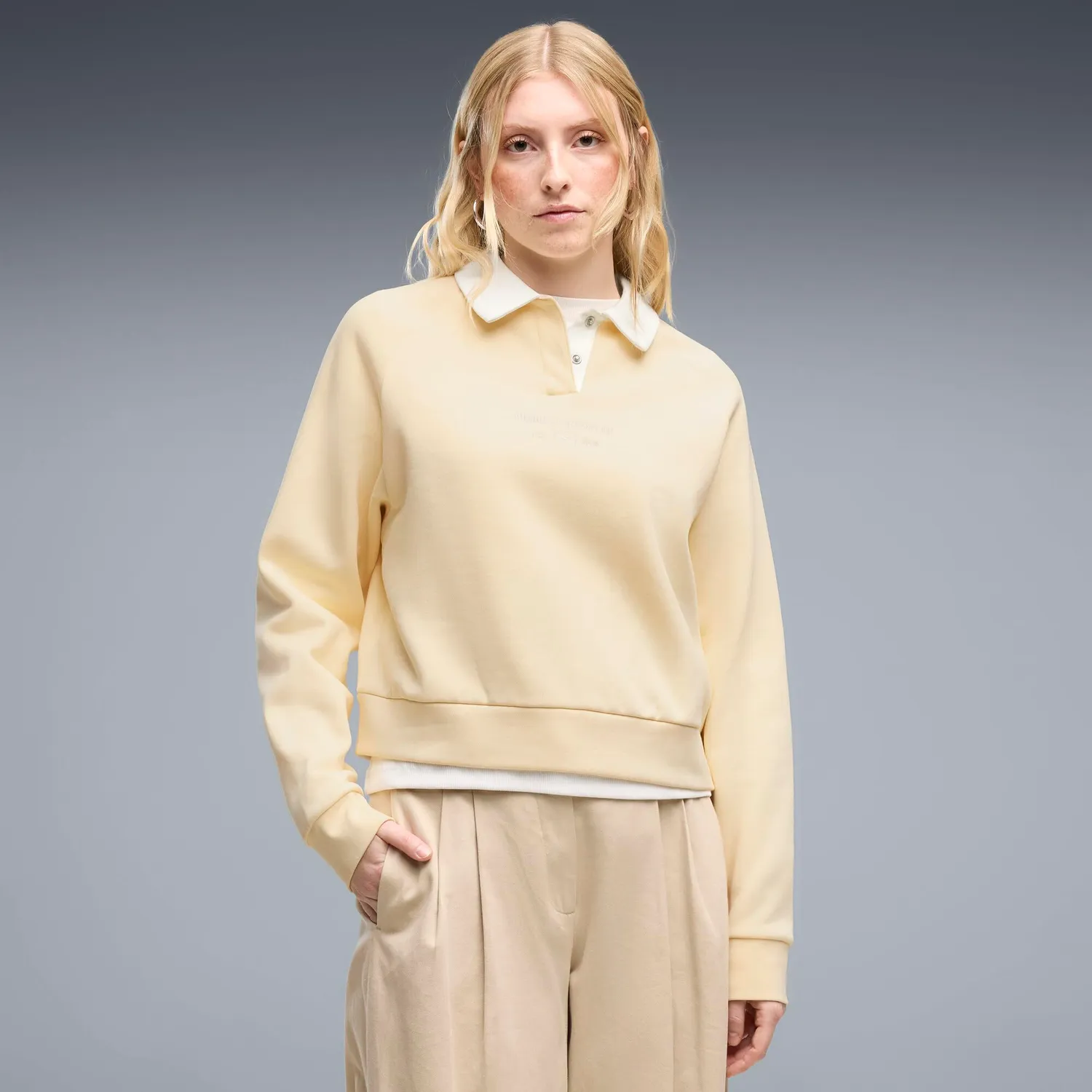 Puma Class Relaxed polo donna maniche lunghe Buttercream