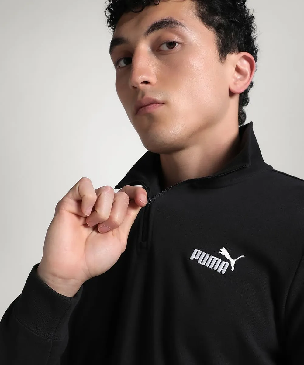 PUMA ESS No.1 Logo Half-Zip TR felpa uomo nera