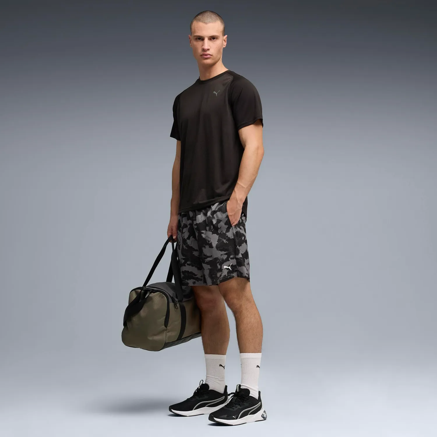 Puma Pwrtrain Fabric Mix Tee maglietta uomo nero